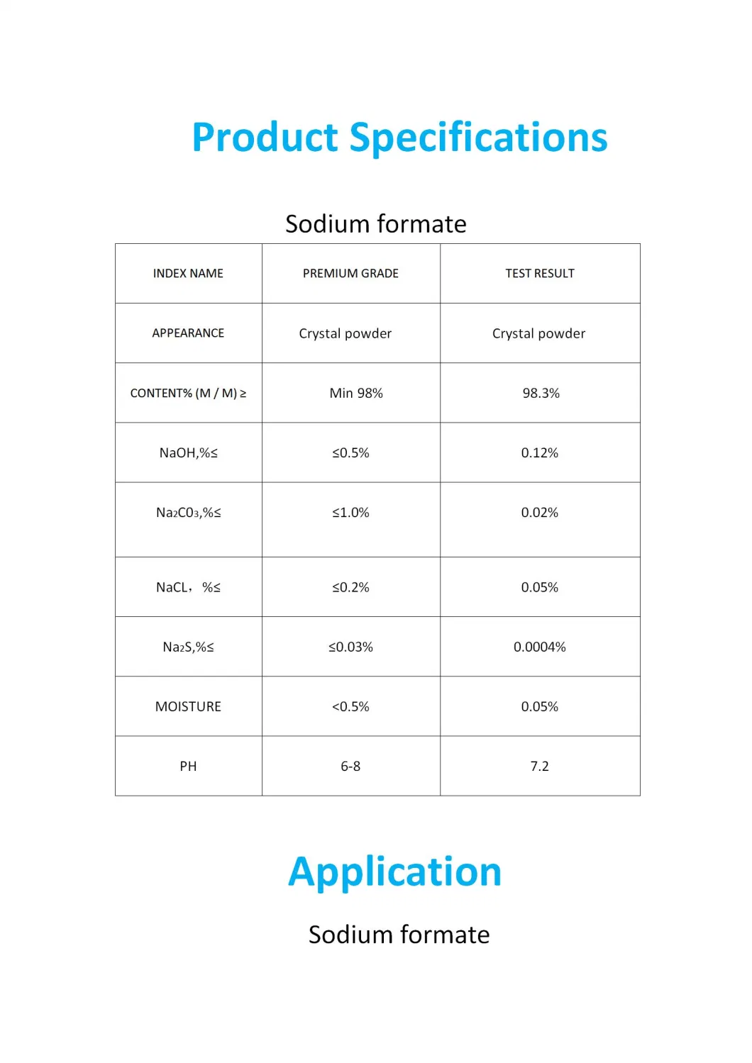 Sodium Formate 92% 95%98% for Leather Industry