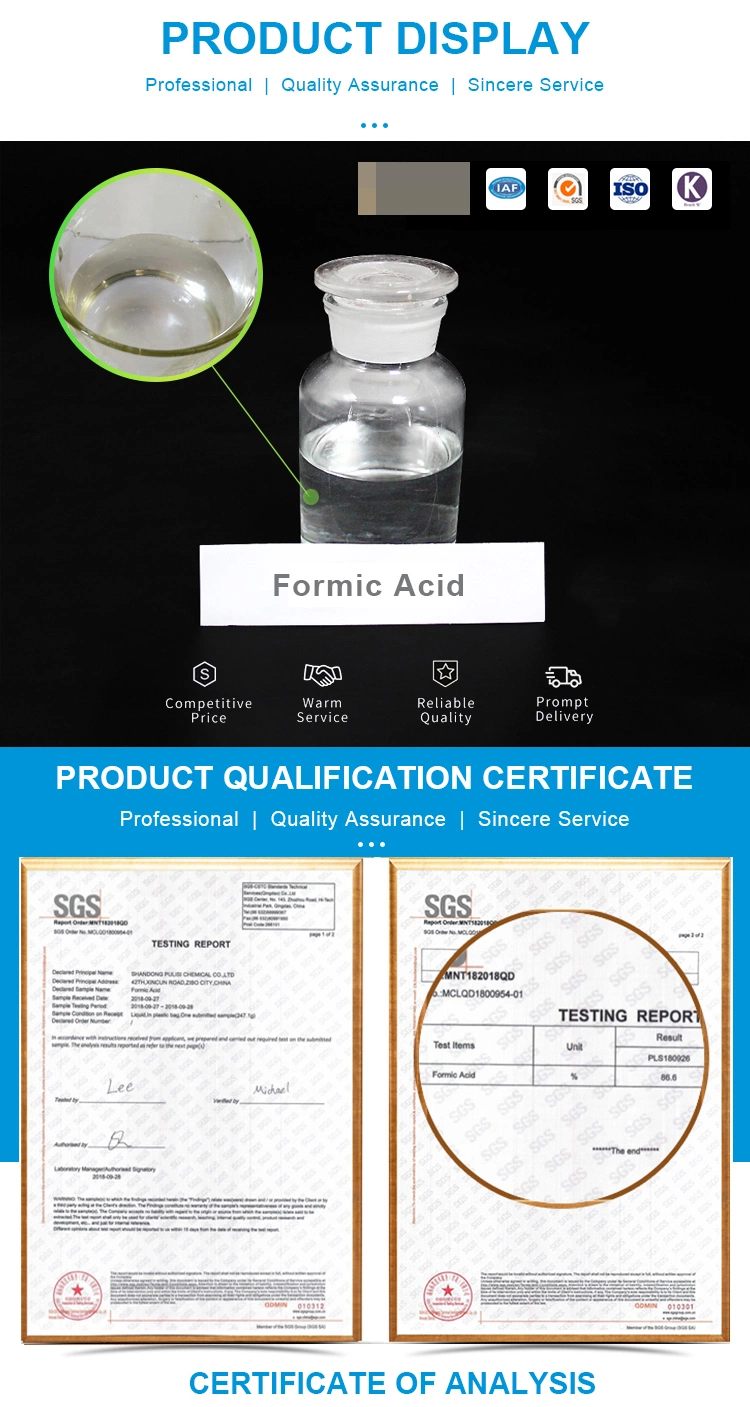 CAS 64-18-6 Liquid CH2o2 Rubber Use Natural Rubber Coagulant Formic Acid 94% Chinese Supplier